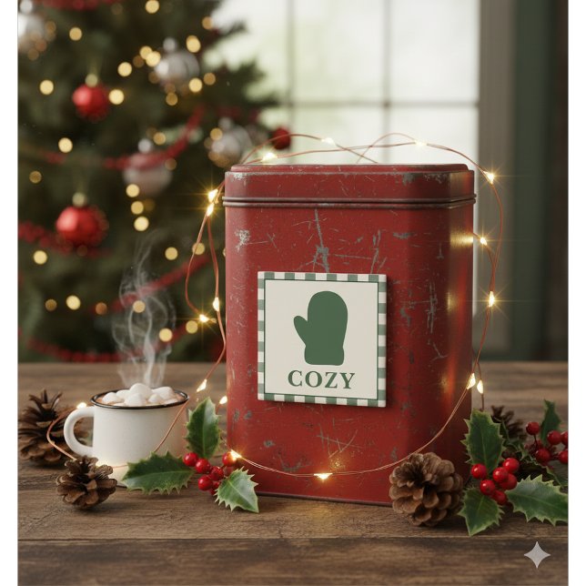 Imã Ímã de Natal de Luvas Aconchegantes Verde Rústico (Criador carregado)