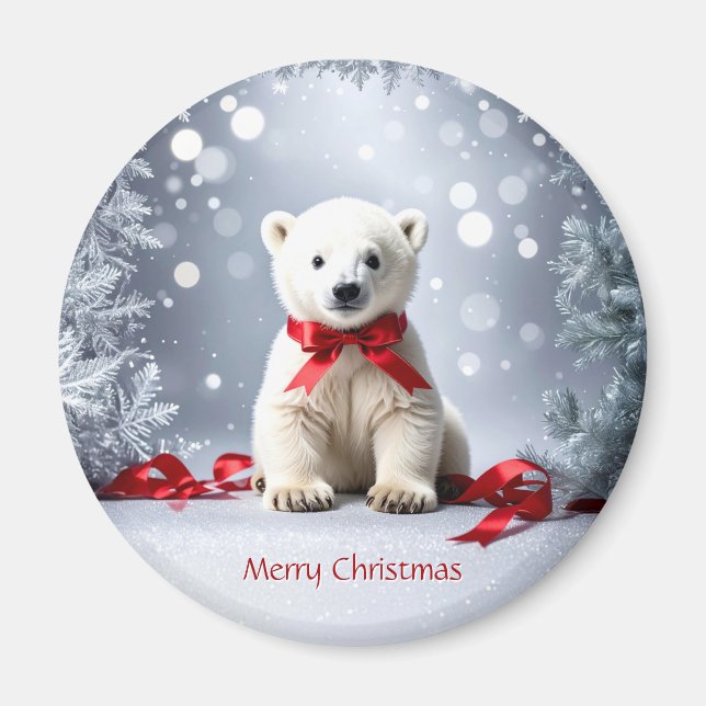 Imã Ímã de Natal de Urso Polar para Férias (Frente)