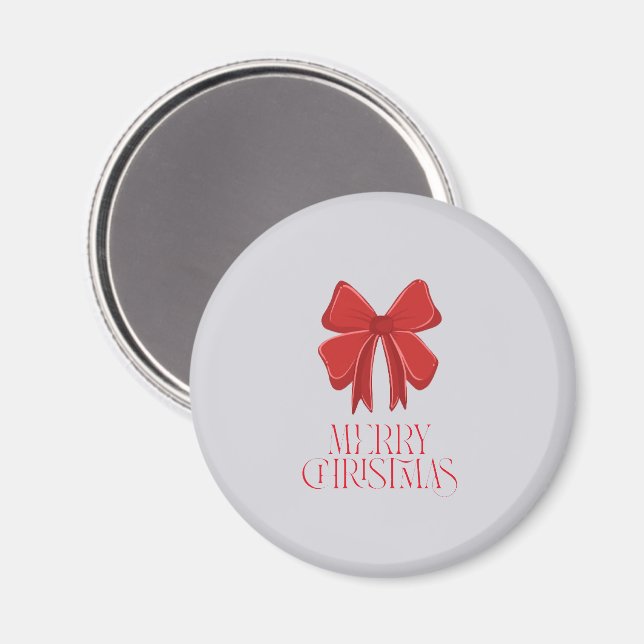 Imã Ímã de Natal Feliz | Acento de Fita Vermelha (Front/Back)