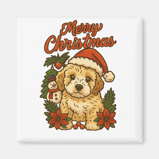 Imã Ímã de Natal Feliz para Cockapoo (Frente)