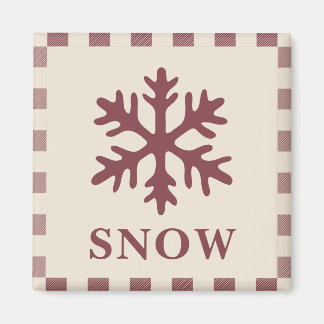 Imã Ímã de Natal Floco de Neve Burgundy Rústico