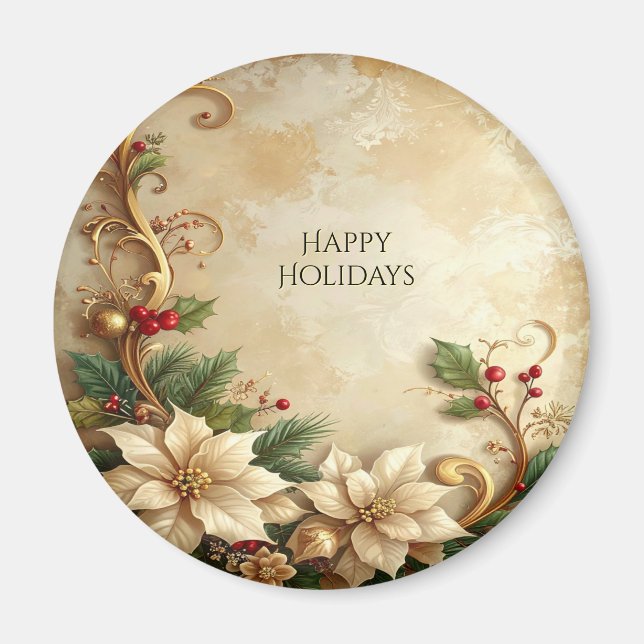 Imã Ímã de Natal Floral de Férias (Frente)