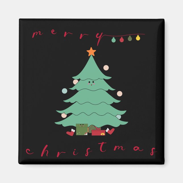 Imã Ímã de Natal Fofo | Árvore de Natal Kawaii (Frente)