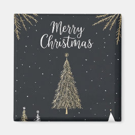 Imã Ímã de Natal Gold & Black Merry Christmas Holiday