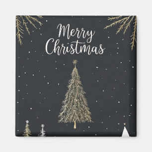 Imã Ímã de Natal Gold & Black Merry Christmas Holiday
