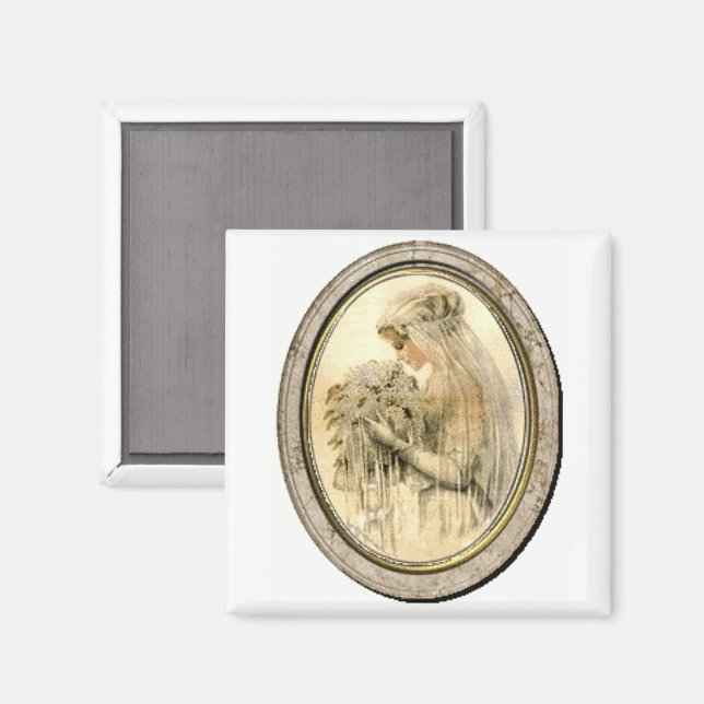 Imã Ímã de Noiva Vitoriana com Vestido de Noiva Vintag (Front/Back)