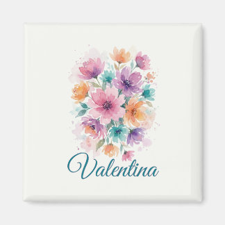 Imã Ímã de Nome Floral Personalizado em Aquarela