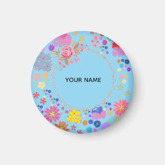 Imã Ímã de Nome Personalizado Floral Aquarela Elegante