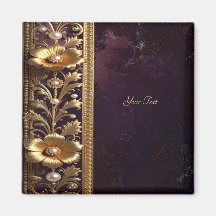 Ímã de Ornamento Floral Dourado com Pérolas