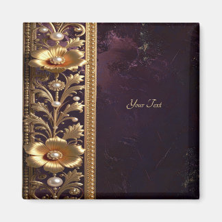 Imã Ímã de Ornamento Floral Dourado com Pérolas