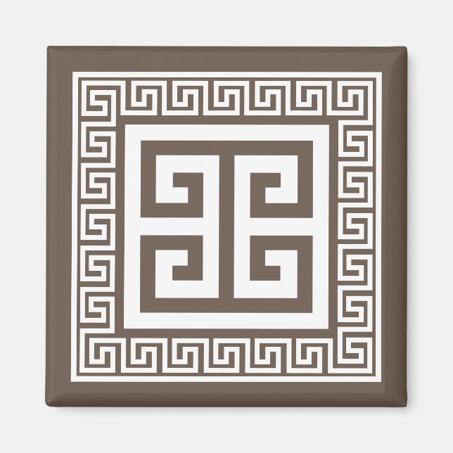 Imã Ímã de padrão de chave grega com design branco e m (Frente)