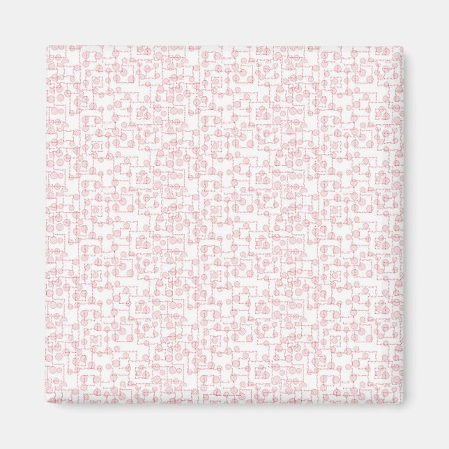 Imã Ímã de Padrão Rosa Geométrico Minimalista Moderno (Frente)