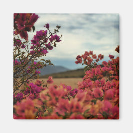 Imã Ímã de Paisagem de Flores de Bougainvillea Vermelh