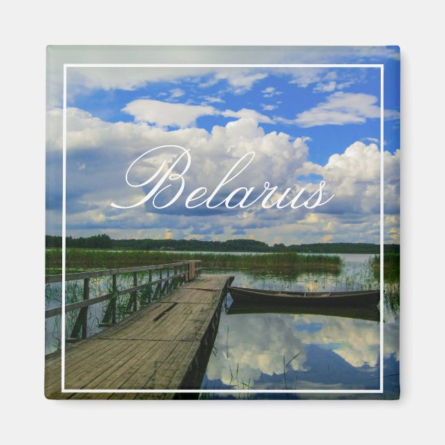 Imã Ímã de Paisagem Natureza Lago Céu Belarus (Frente)