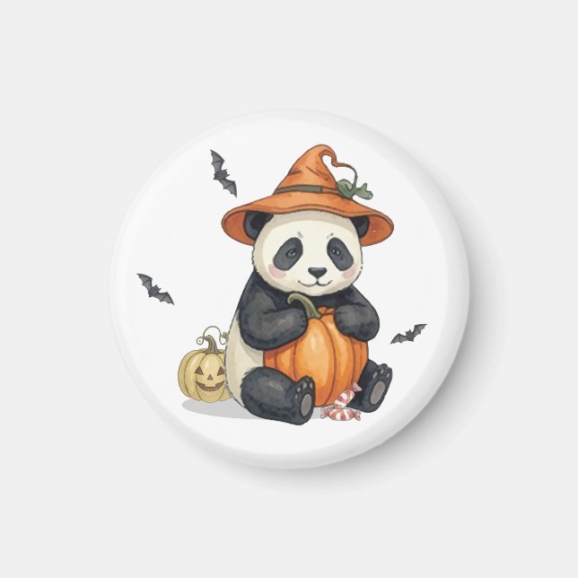 Imã Ímã de Panda de Halloween Fofo de Abóbora (Frente)