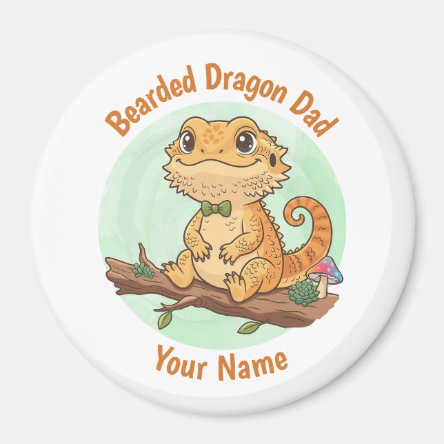 Imã Ímã de Papai de Dragão Barbudo Personalizado (Frente)