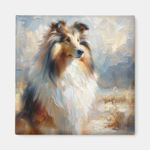 Imã Ímã de Pintura do Collie - Olhar Leal