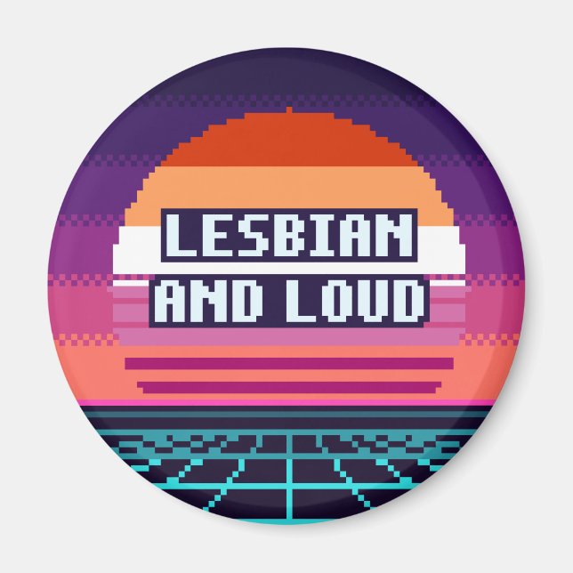 Imã Ímã de Pixel Orgulho Alto e Lésbico (Frente)