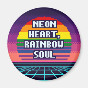 Imã Ímã de Pixel Orgulho Coração Neon Alma Arco-Íris