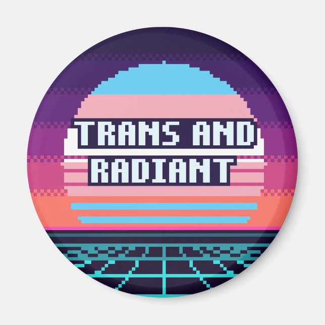 Imã Ímã de Pixel Orgulho Trans e Radiante (Frente)