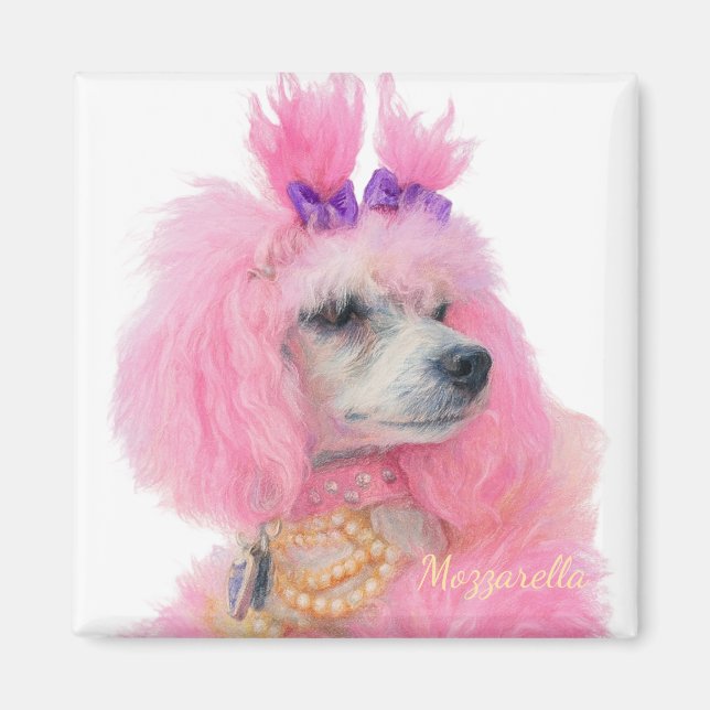 Imã Ímã de poodle rosa, decoração de poodle (Frente)