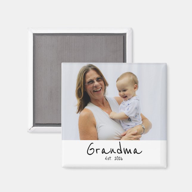 Imã Ímã de Presente de Foto da Vovó Fundada (Front/Back)