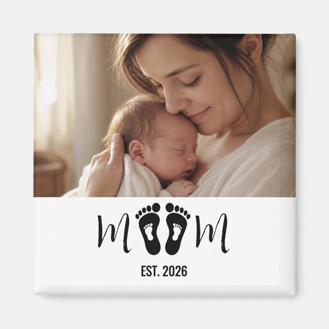 Imã Ímã de Presente de Foto de Pegadas do Bebê Estabel (Frente)