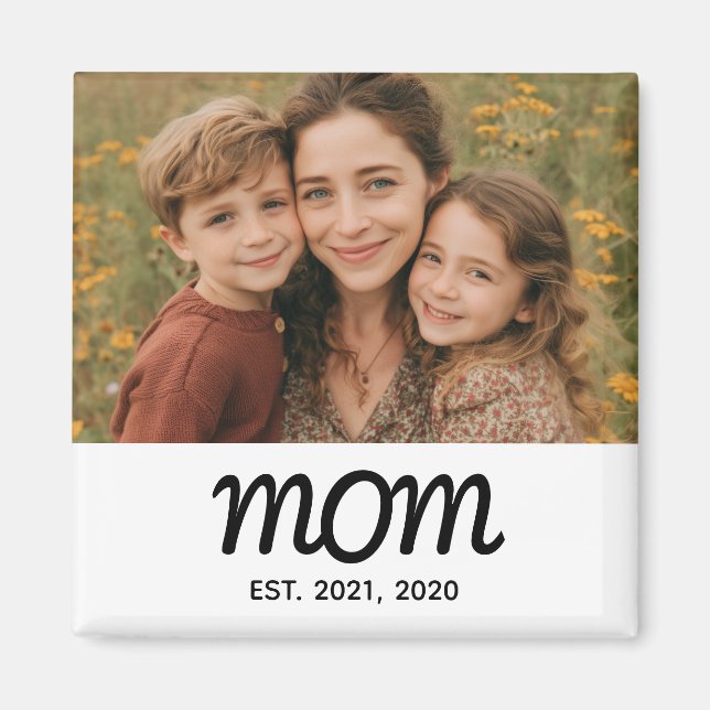 Imã Ímã de Presente de Foto Estabelecida pela Mamãe (Frente)