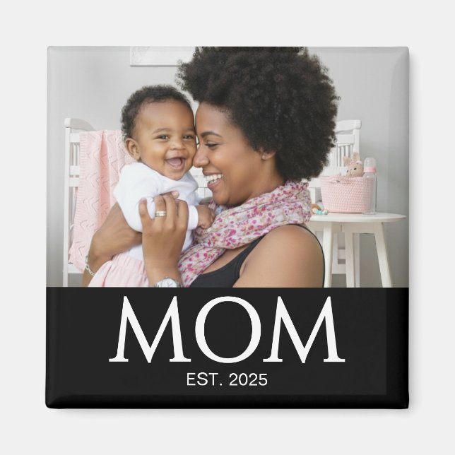 Imã Ímã de Presente de Foto Estabelecida pela Mamãe (Frente)