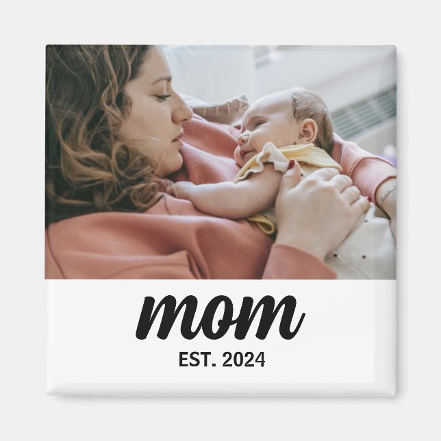 Imã Ímã de Presente de Foto Estabelecido pela Mamãe (Frente)