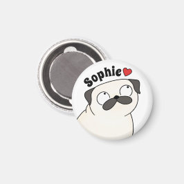 Imã Ímã de Pug Personalizado, Ímã de Pug com Nome Pers