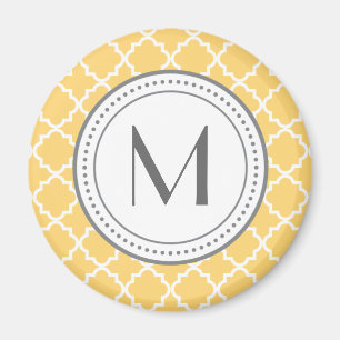 Imã Ímã de Quatrefoil do monograma - amarelo