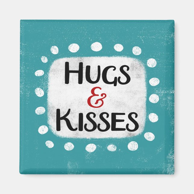 Imã Ímã de Refrigerador de Hugs e Kisses (Frente)