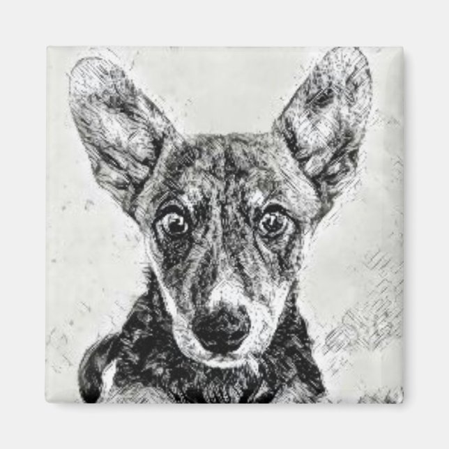 Imã Ímã de Rosto de Cachorro Fofo (Frente)