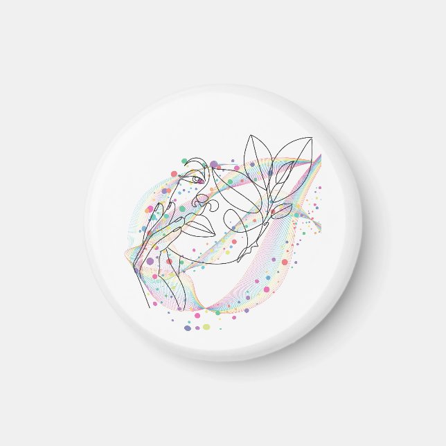 Imã Ímã de rosto desenho simples design artístico (Frente)