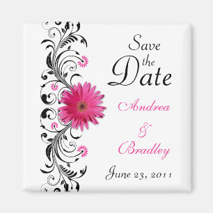 Imã Ímã de "Save the Date" de Casamento com Gerbera Ro
