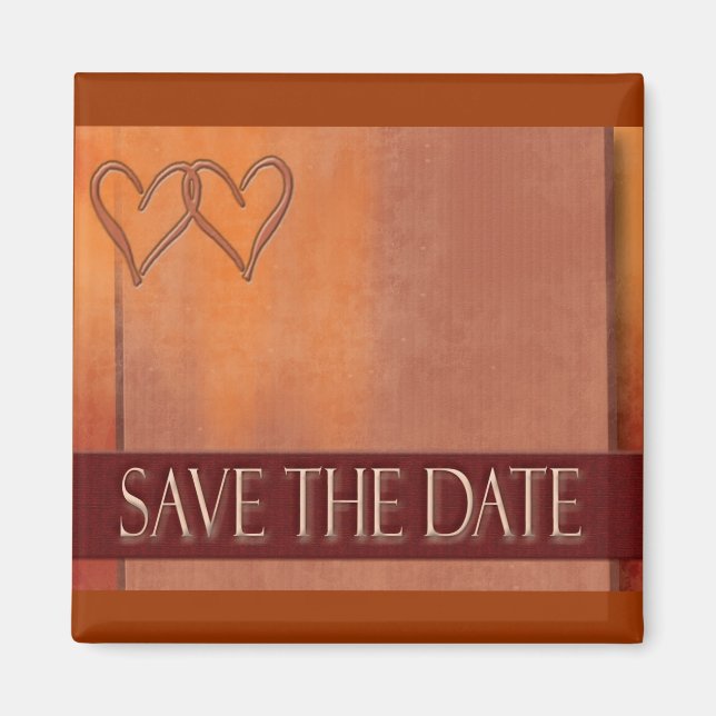 Imã Ímã de Save the Date dourado e vermelho profundo (Frente)