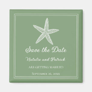 Imã Ímã de Save the Date Estrela-do-Mar Verde Musgo