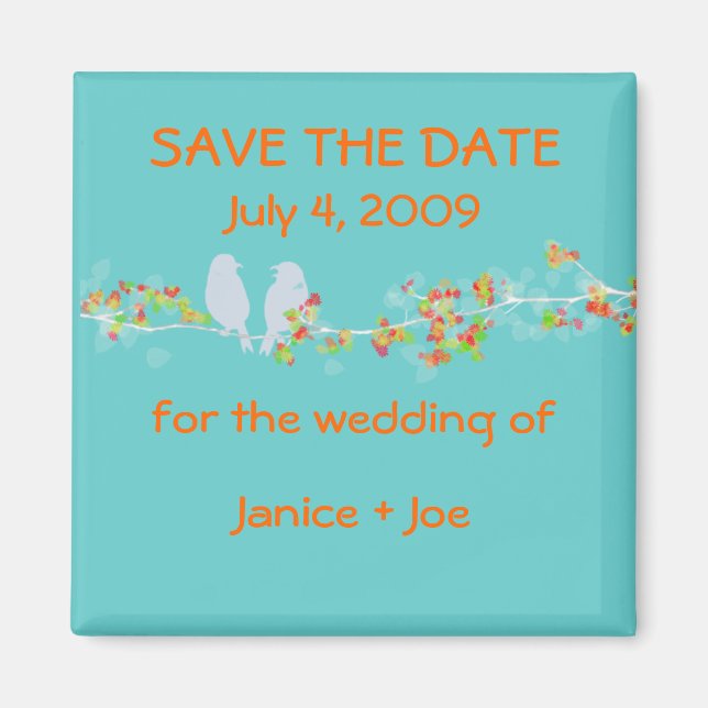Imã Ímã de Save the Date pombinhos de amor (Frente)