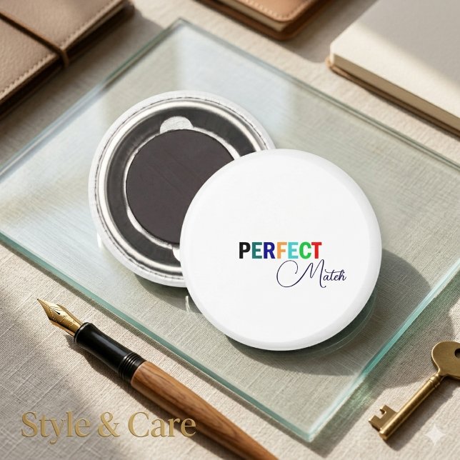 Imã Ímã de Script Elegante Correspondência Perfeita De (Perfect Match Stylish Script Magnet Elegant Design)