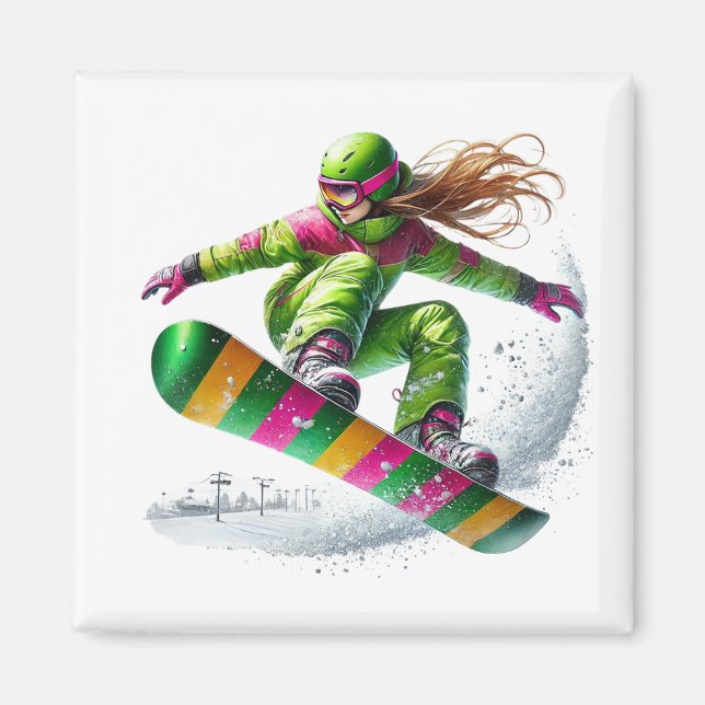 Imã Ímã de Snowboarder (Frente)