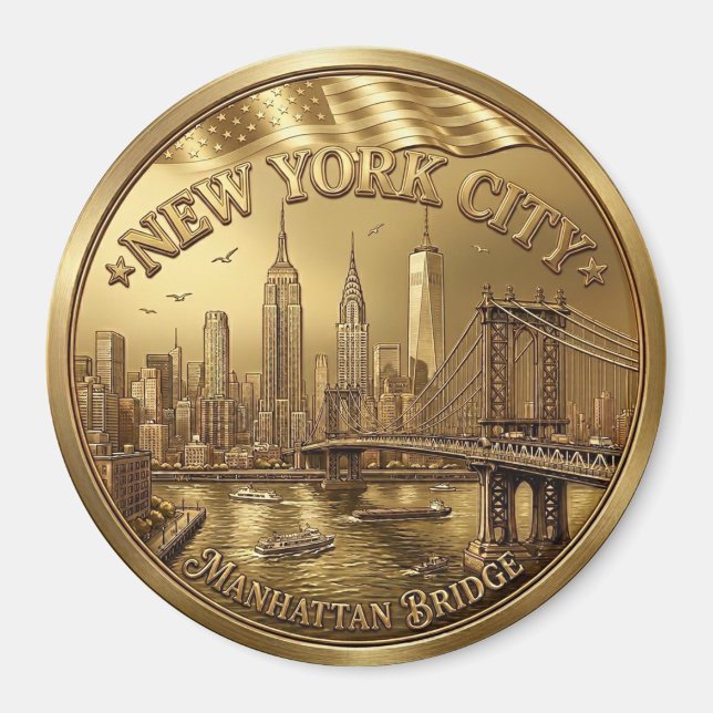 Imã Ímã de Souvenir da Ponte de Manhattan da Cidade de (Frente)