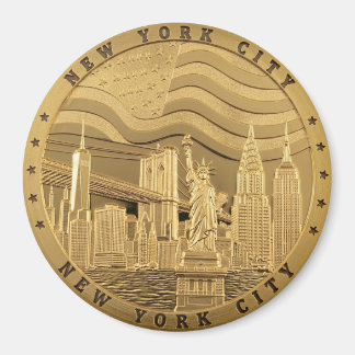 Imã Ímã de Souvenir da Silhueta de Nova York Dourada