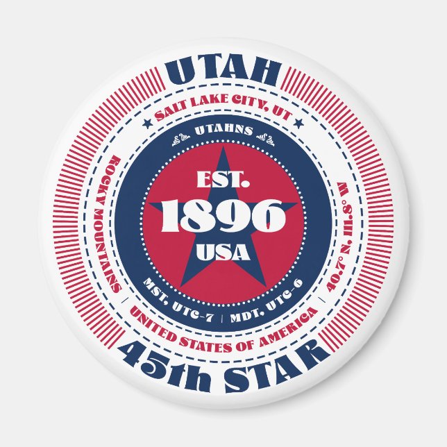 Imã Ímã de Souvenir Fatos do Estado de Utah (Frente)