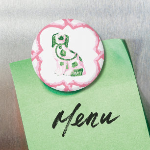 Imã Ímã de Staffordshire Dog Opt 1 em Rosa e Verde