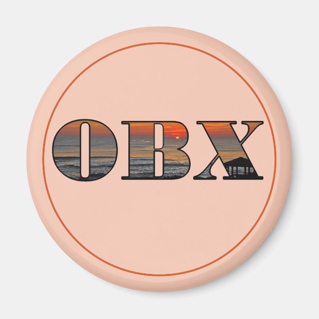 Imã Ímã de Texto OBX Gazebo ao Nascer do Sol (Frente)