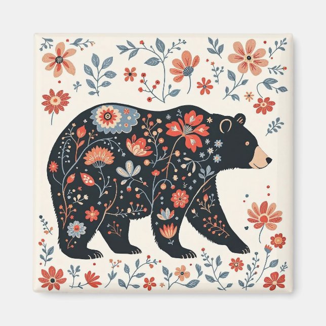 Imã Ímã de Urso de Arte Folclórica (Frente)