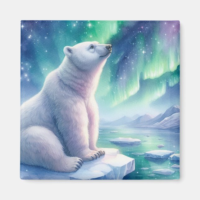 Imã Ímã de Urso Polar em Aquarela (Frente)