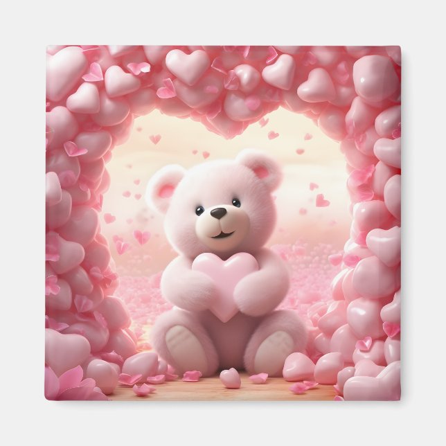 Imã Ímã de Urso Teddy do Dia dos Namorados Fofo  (Frente)