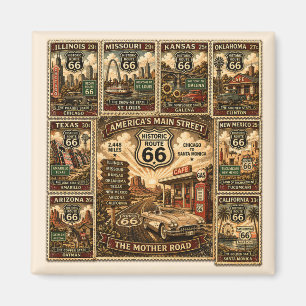 Imã Ímã de viagem com selo vintage da rota 66